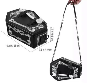 Coffin casket kreepsville purse skeleton handbag crossbody With Chain Strap  - Picture 1 of 12
