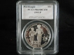 1995-P Paralympic Blind Runner Commemorative Proof Silver Dollar PCGS PR69 DCAM - Picture 1 of 3