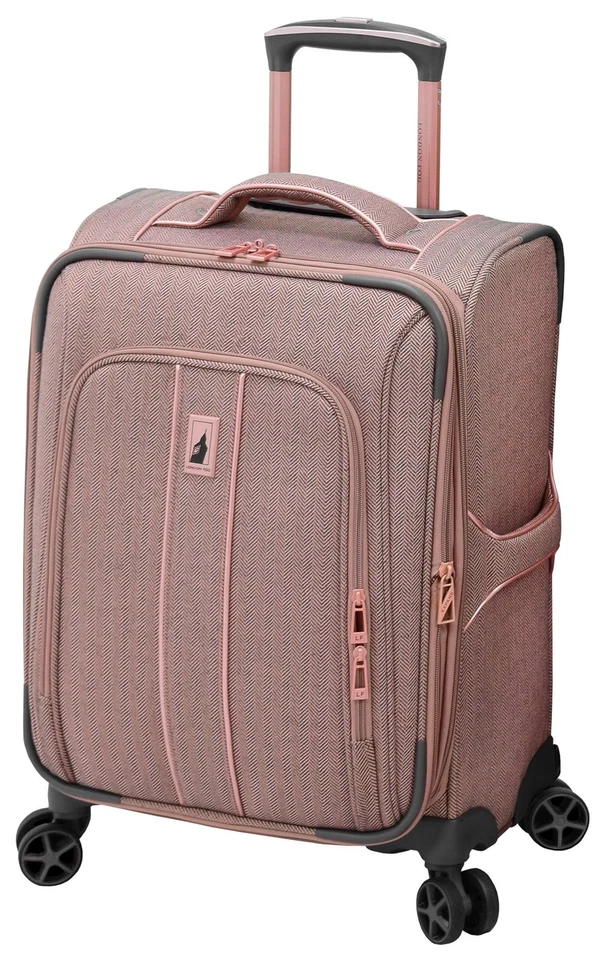London Fog Newcastle 20" Spinner Carry-on Rose Charcoal Herringbone 20 Inch