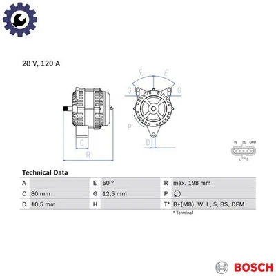 ALTERNATOR 0 986 049 820 FOR NEOPLAN TEMSA MAN TGS SU TGX LION?S/STAR/COACH 6cyl - Image 1 of 4