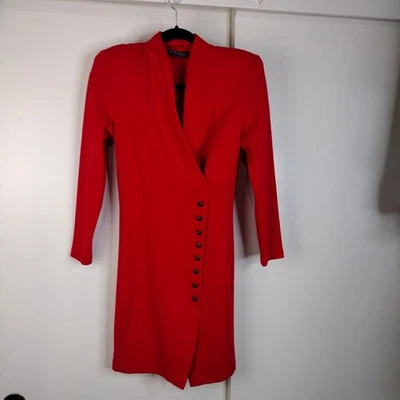 Vestido envolvente All That Jazz vintage botón manga larga tejido sin etiqueta talla S? Rojo Foto 1 de 4