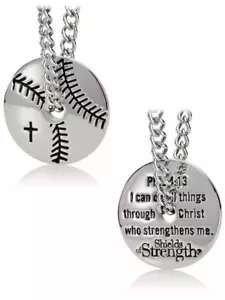 Collana con ciondolo baseball uomo in acciaio inox - Phil 4:13 scudi di forza - Foto 1 di 4