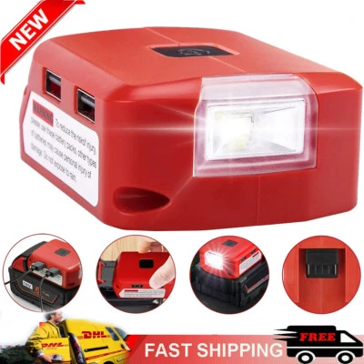 JHJQZCYG 2 USB Ladegerät Adapter Handy Stromquelle mit LED für Milwaukee 18V Akku