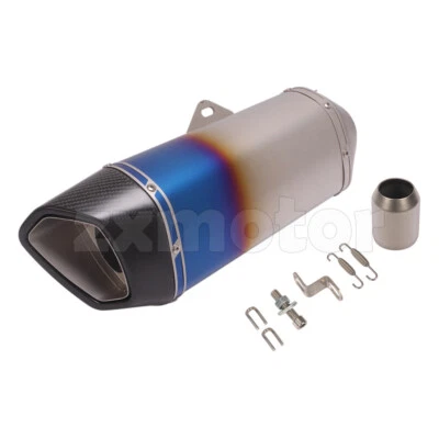 Tubo silenciador escape motocicletas 410mm 16.1" medio azul fibra carbono puntas finales  Foto 1 de 4