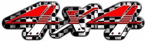 4 X 4 Red Checkered Flag Custom Graphic Decal 1 Pair (2 Decals) - Picture 1 of 1