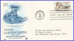 USA3 #C100 ADDR PIEZAS ARTCRAFT FDC Glen Curtiss - Imagen 1 de 1