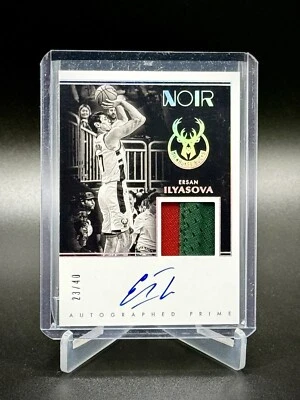 Panini Noir Prime 2019-20 blanco y negro/40 Ersan Ilyasova juego usado automático SP Foto 1 de 4