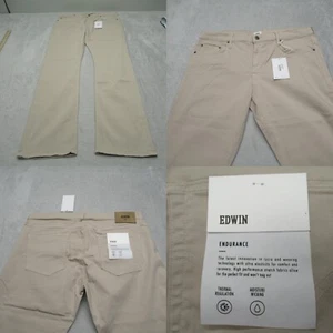 Edwin Pants Men 36 Beige Thermal Wicking Endurance Stretch 36x33 $168 USA NEW - Picture 1 of 15