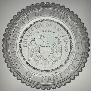 Port of Nantucket Collector of Customs Patriotic Eagle Pairpoint Glass Cup Plate - Picture 1 of 11