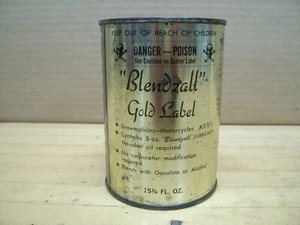 7 Vintage Blendzall Gold and Green Label Oil Racing 2 Cycle 2 Stroke Metal Full - Picture 1 of 5