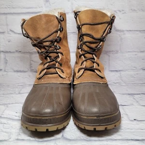 Sorel Kaufman Men Size 10 Comfort Outdoor Warm Leather Snow Trail Boot Tan Brown - Picture 1 of 9