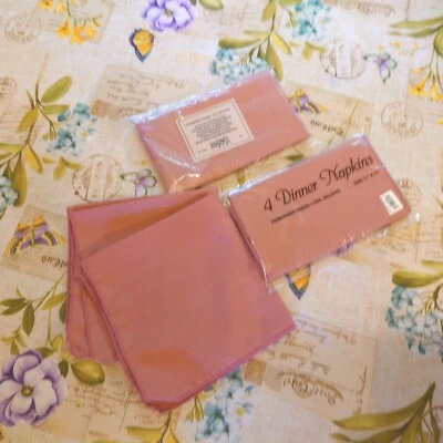 New Bardwil Linens #211 Set 10 Rose Napkins Permanent Press Soil Release 17"x17" - Image 1 of 4