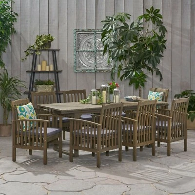 Bowdon Outdoor 8 Seater Expandable Acacia Wood Dining Set - Image 1 of 4