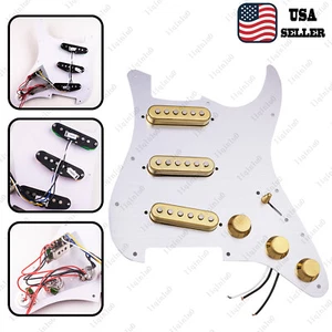 Prewired-Loaded SSS Pickguard Alnico V Pickups For Strat Metal Chrome&Gold - Picture 1 of 7