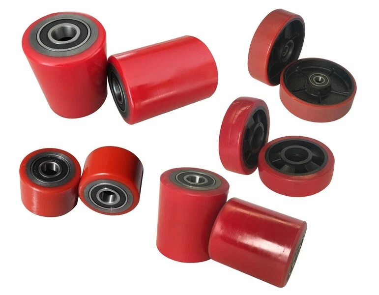 RUOTA RUOTE ROTELLE CARRELLO POLIURETANO TRANSPALLETS CUSCINETTI CARICHI PESANTI - Immagine 1 di 1