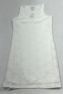 White House Black Market White Sleeveless V-Neck Lace A-Line Dress Womens Sz 2XS - Picture 1 of 7