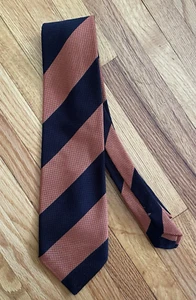Sulka Men's 100% Silk Designer Luxury Necktie Orange and Blue Made in France - Picture 1 of 5