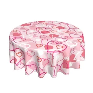 Valentines Day Tablecloth 60 Inch Pink Hearts Romantic Rustic Party Decor - Picture 1 of 7