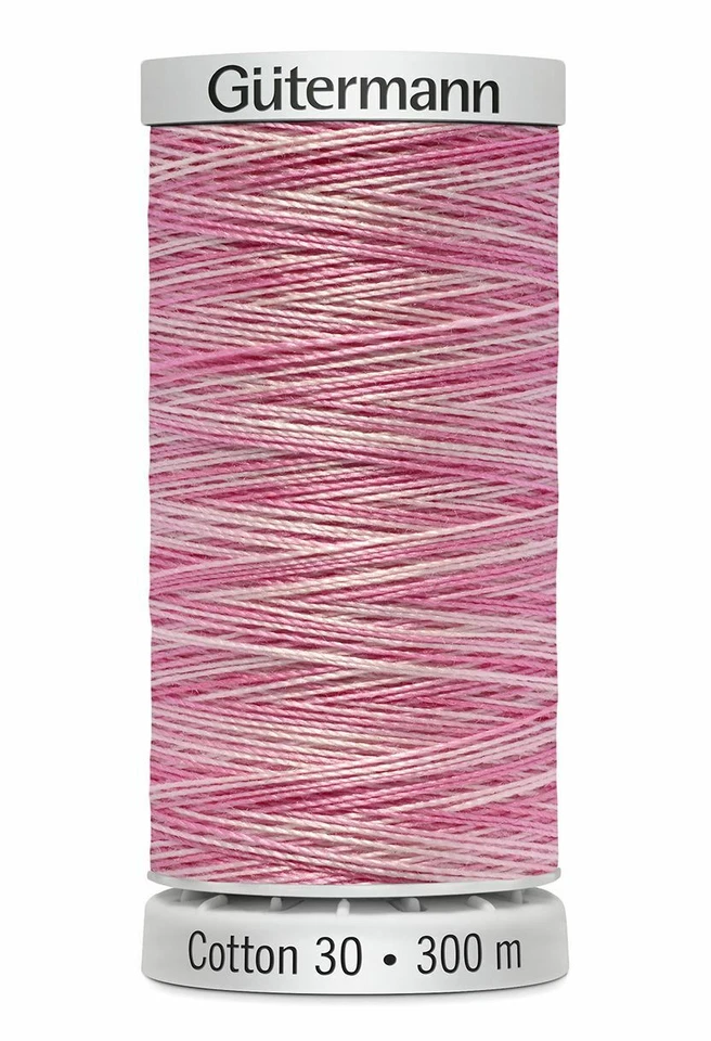 Gutermann Cotton 30 # 4046 VARIEGATED PINK WHITE MIX, 300m Embroidery, Qui - Image 1 of 1