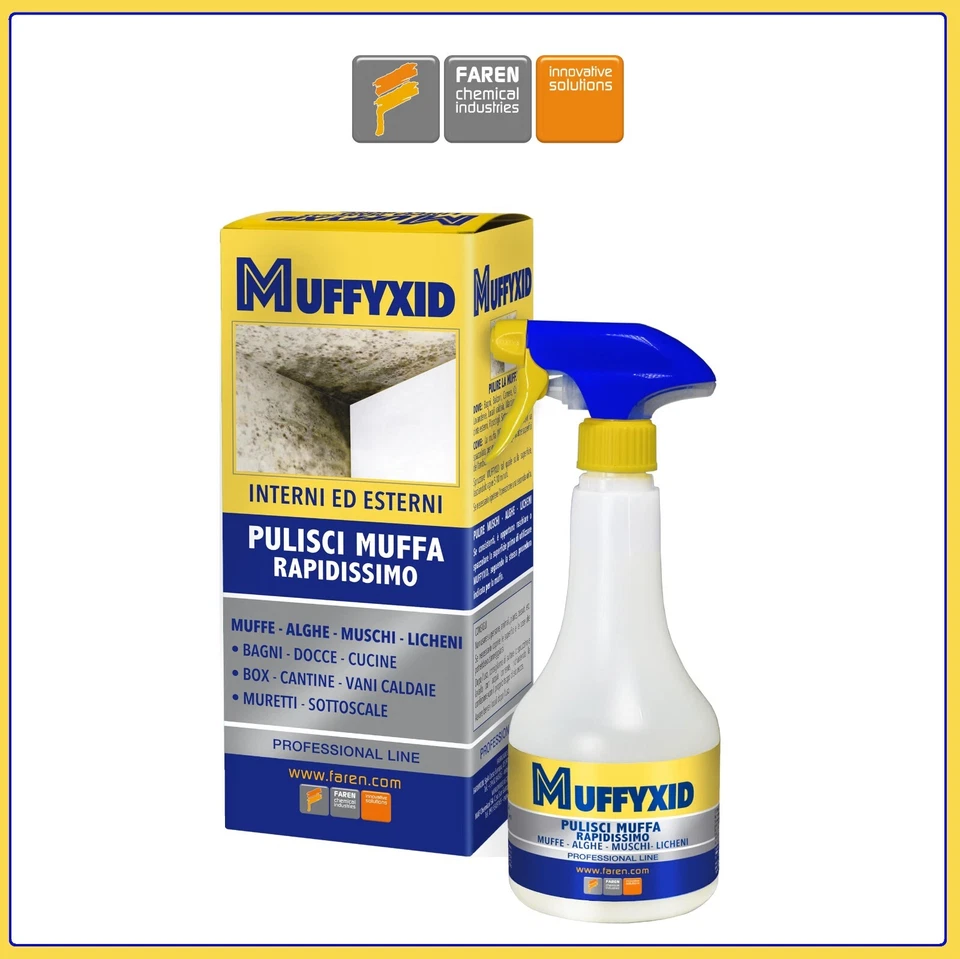 ANTIMUFFA SPRAY RAPIDISSIMO 500ML MUFFYXID PULISCI ELIMINA MUFFA ALGHE E LICHENI - Immagine 1 di 4