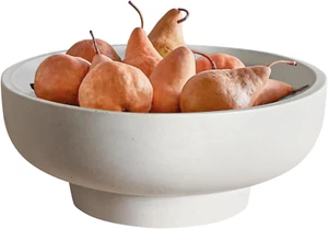 Large Decorative Bowl, Concrete Fruit Bowl for Kitchen Counter, White Decorative - Picture 1 of 12