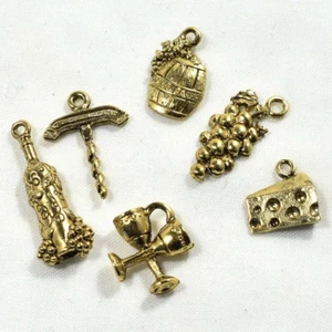 6 charms Wine Set Make Your Own DIY Jewellery Scrapbook Wine Glass Charms - Picture 1 of 1