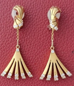 MISENO Italy 18K Yellow Gold Diamond Dangle/Drop Earrings WATCH VIDEO - Picture 1 of 9