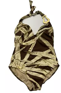 Costume da bagno donna Magicsuit pezzo unico marrone con oro metallizzato taglia 6 - Foto 1 di 10