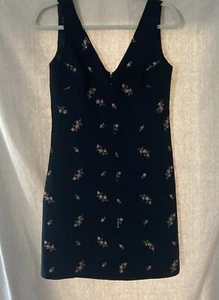 VTG PARALLEL Black Embroidered Floral Sleeveless Cocktail Dress Lined Sz 6 - Picture 1 of 10