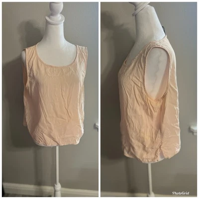 EILEEN FISHER silk light pink round neck size large tank top - Image 1 of 4