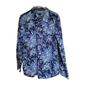 Talbots camicia top donna taglia extra large blu navy floreale con bottoni - Foto 1 di 3