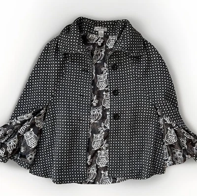 Abrigo Mantón Columpio Capa Steve Madden Diseñador De Colección Talla M/L Jacquard Lana Búho Foto 1 de 4