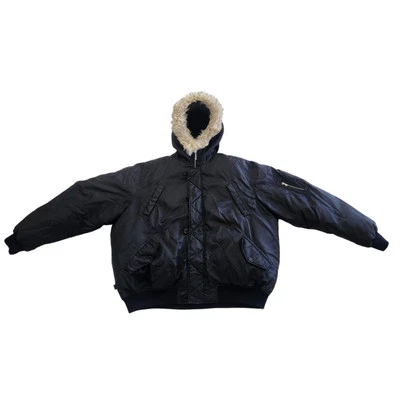 Sean John Down Filled Puffer Coat Lamb Fur Hood Size 2XL Black Hip Hop Rap Y2K  - Image 1 of 4