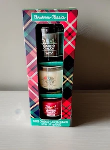 Yankee Candles Set Of 3 Christmas Classics Cookie Cinnamon Cedar Free Shipping - Picture 1 of 3