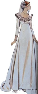 1970s Ruffle Neck Empire Wedding Dress Flutter Butterick 3491 Sewing Pattern - Picture 1 of 3