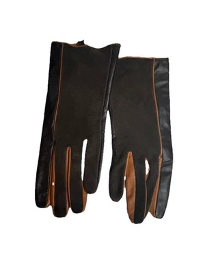 Guantes para mujer Calvin Klein de dos tonos de cuero marrón y gamuza talla pequeña nuevos con etiquetas $88 Foto 1 de 4