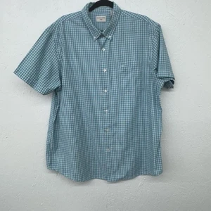 Dockers XL aquamarin kariertes Baumwollhemd mit Knopfleiste Kurzarm pflegeleicht Tasche - Bild 1 von 6