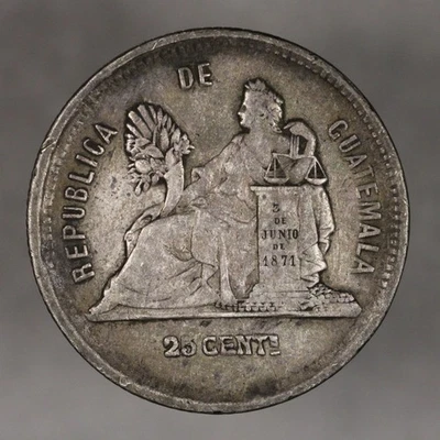 1890 Guatemala Silver 25 Centavos - Image 1 of 2