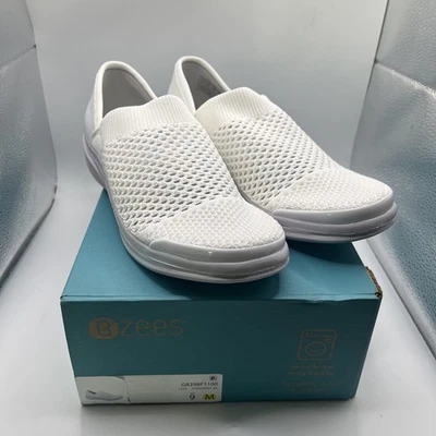 BZees Charlie White Knit Slip-on Comfort Sneaker size 9M - Image 1 of 4