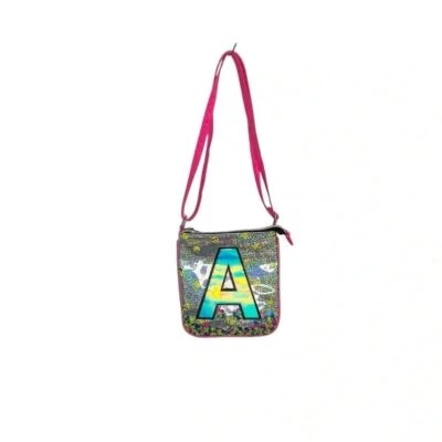 Justice A Initial Crossbody Purse Bag Sequins Holographic Hard to Find - Image 1 of 4