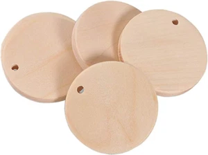 100 Pcs Natural Wood Pendants Charms Unfinished Wooden Earring Circles Pendants  - Picture 1 of 6