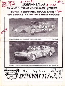 3-27-82 Speedway 117 Stock Car Racing Program Chula Vista California - Picture 1 of 1