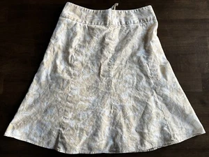 Gap Womens Size 0 Beige/light Tan With White Floral Pattern Linen Skirt - Picture 1 of 5