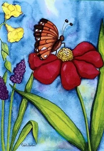 Butterfly Flowers Porch Full Size Flag - Picture 1 of 1
