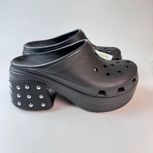 Crocs Siren Studded Heel Clog Black Size Mens 9 / Womens 11 209017-001 - Picture 1 of 3