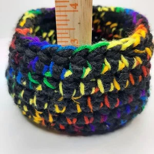 Juego de 2 Cestas de Ganchillo Arco Iris Artesanal Almacenamiento Planta Cubierta Colorido NUEVO - Imagen 1 de 7