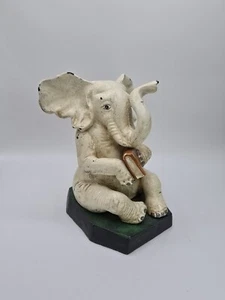 Cast Iron Elephant Bookend Reading Book Elephant Doorstop Heavy VINTAGE Antique - Picture 1 of 15