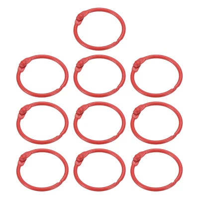 Anillos de encuadernación de hojas sueltas de 1 pulgada, paquete de 10 llaveros de metal coloridos hágalo usted mismo, rojo Foto 1 de 4