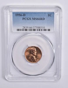 MS66 RD 1956-D Lincoln Wheat Cent PCGS Blue Lbl - Picture 1 of 5