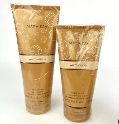 2pc Set Mary Kay WARM AMBER Sugar Scrub 5oz & Shower Gel Body Wash 6.5oz NEW - Image 1 of 4